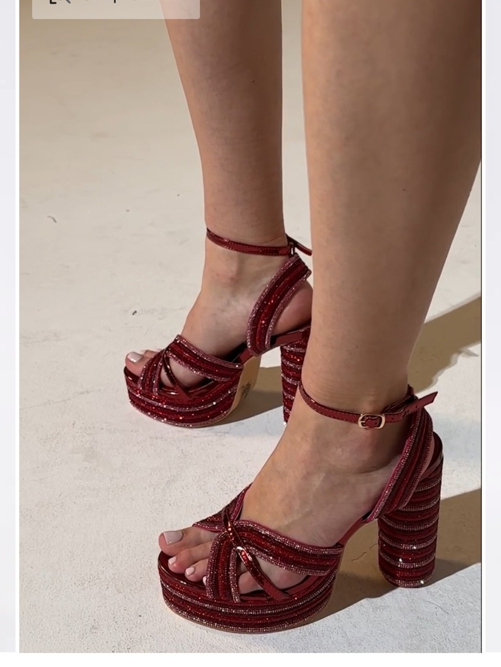 Women's Red Multi-Stripe Platform Heeled Sandals - Picture 3 of 3